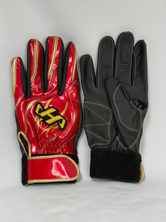 【ハタケヤマ】バッティング手袋/MG-B16RB/両手/レッド×ブラック/M/野球/手袋