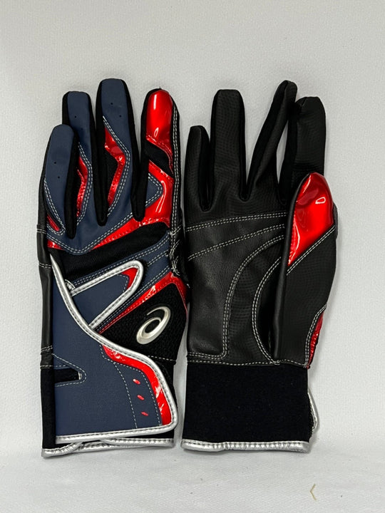 【アシックス】バッティング手袋/3121A247/両手/ネイビー×レッド/401M/野球/手袋